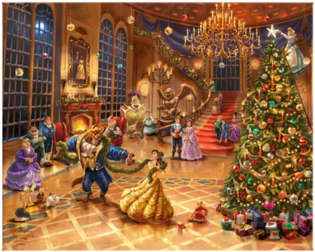 Disney Beauty & the Beast Christmas Celebration - canvas print from Thomas Kinkade Studios