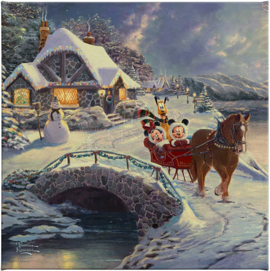 Disney Mickey and Minnie - Sleigh Ride - Gallery Wrapped Canvas from Thomas Kinkade Studios