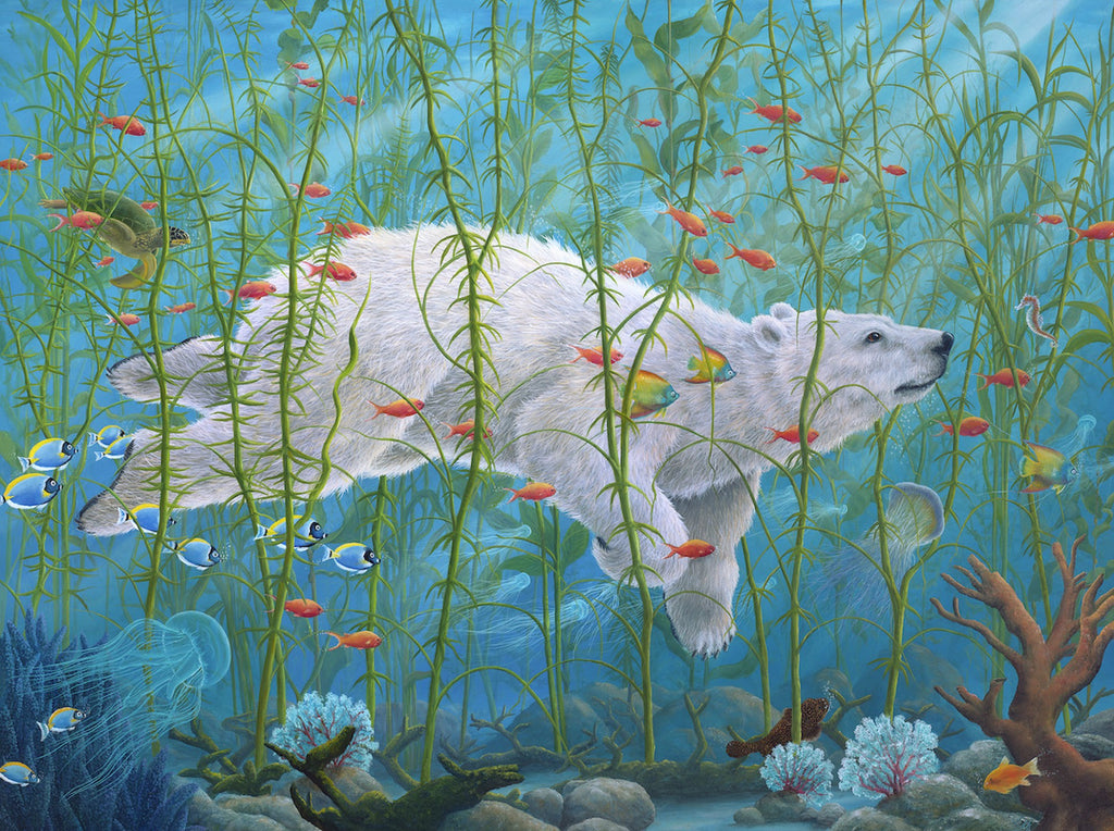 The Buffalo by Robert Bissell featuring a polar bear swimming in the tropics.