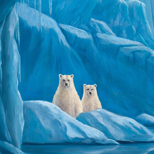 The Guardian by Robert Bissell features a polar mama or papa polar bear protecting their young cubs.