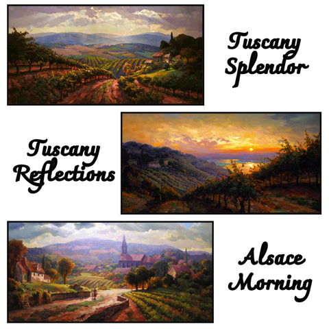 Tuscany Splendor, Tuscany Reflections & Alsace Morning by Leon Roulette