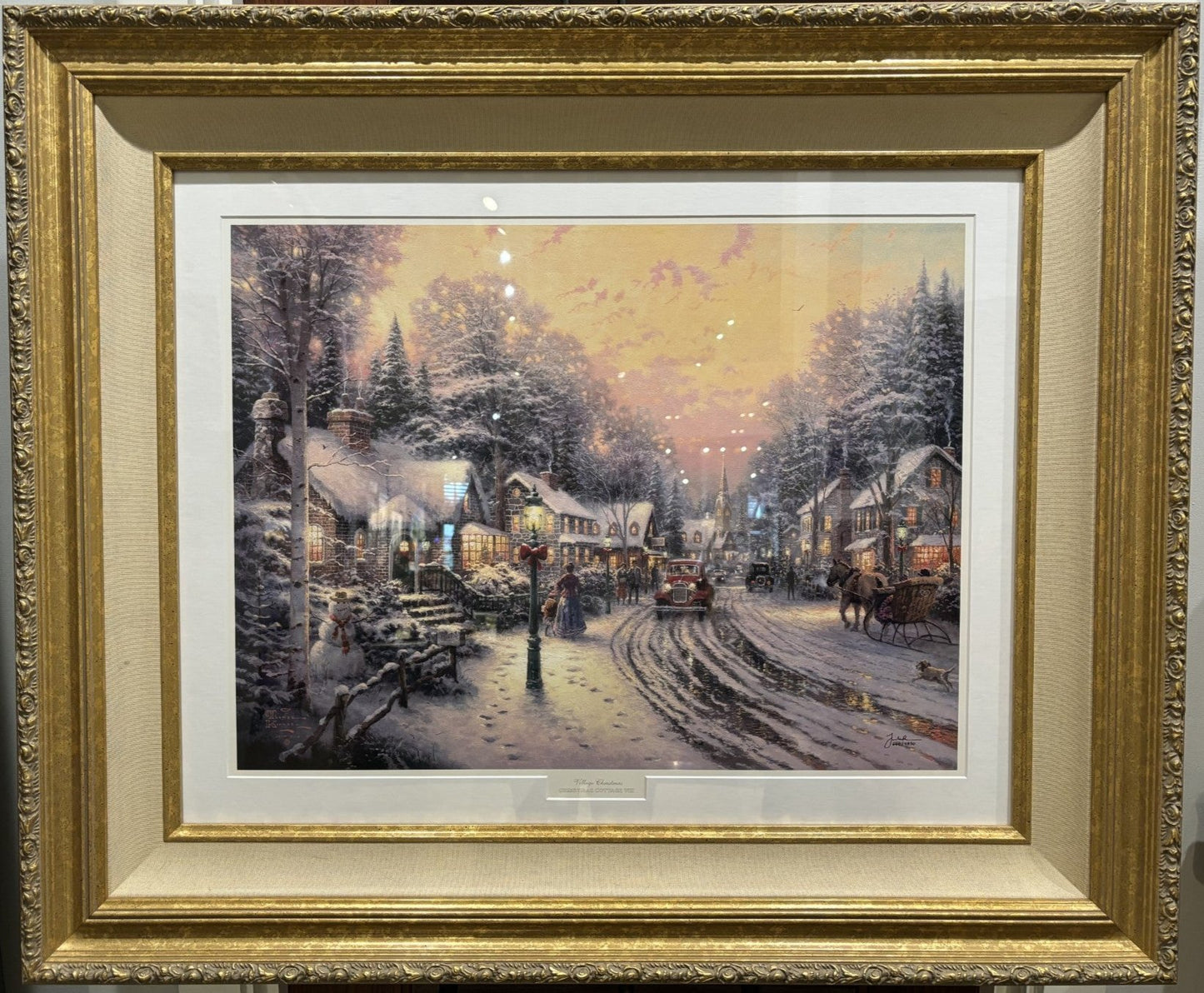 Thomas Kinkade – “Village Christmas” (Christmas Cottage VIII) – Limited Edition SN Paper #660/4850 – 18x24” Custom Framed