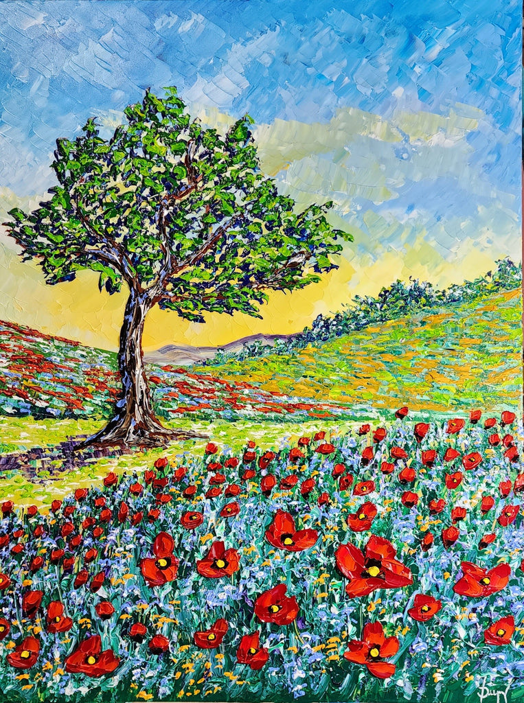 Summer Poppies of the Meadow 36 x 48" by Isabelle Dupuy