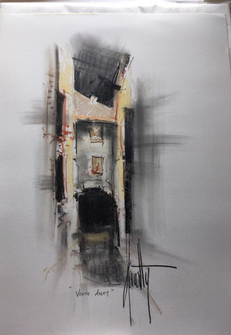 ITEM # 1277 - Venice Alley - 24 x 18" Original Charcoal by Quartly
