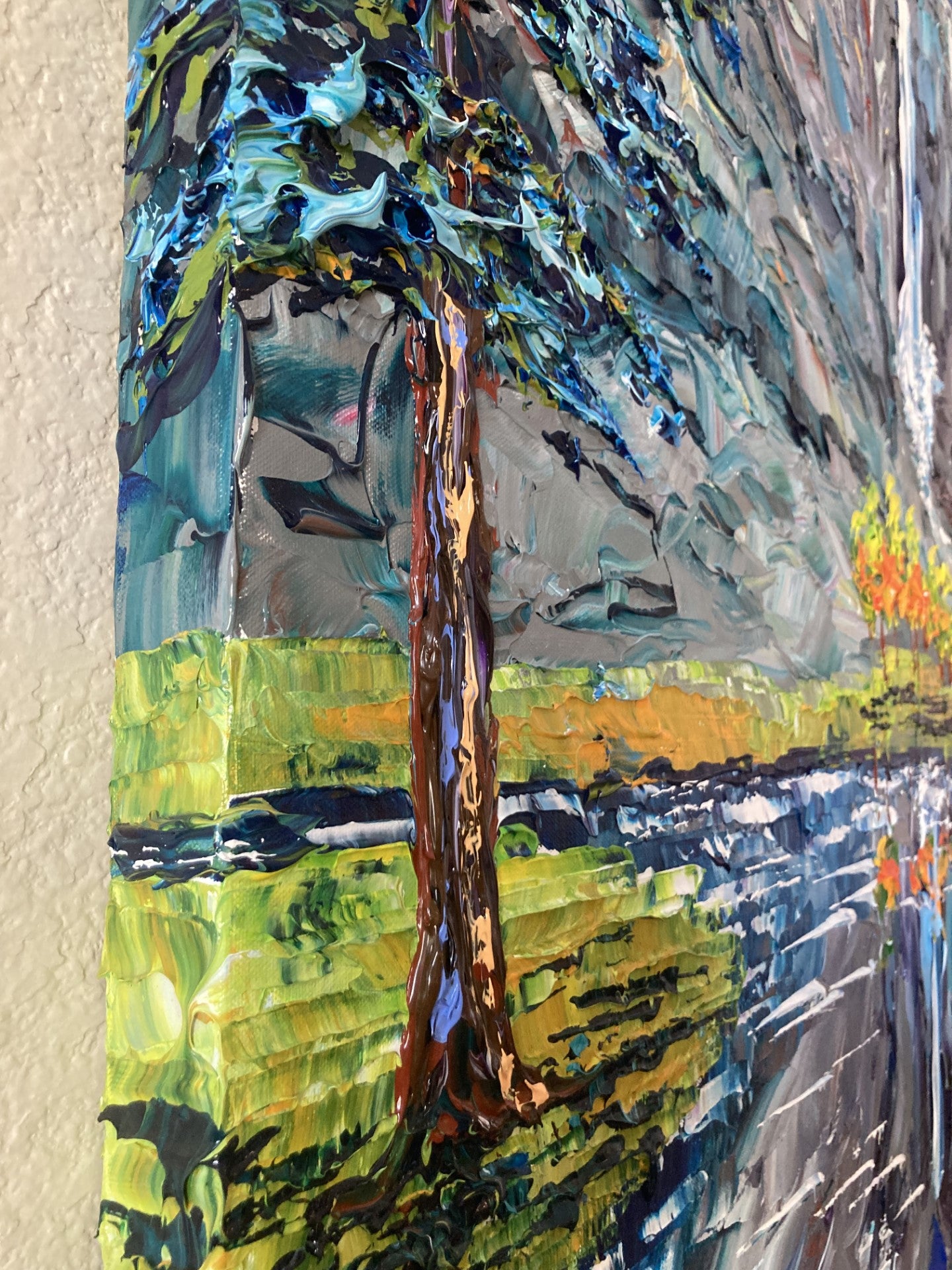 Original painting by Isabelle Dupuy showing the extreme texture available at Gallery 1870 in Downtown Napa 