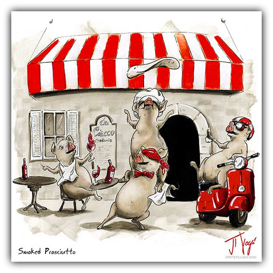 Smoked Prosciutto whimsical pig art by JT Vegar