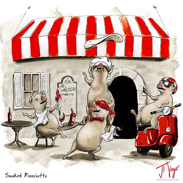 Smoked Prosciutto whimsical pig art by JT Vegar