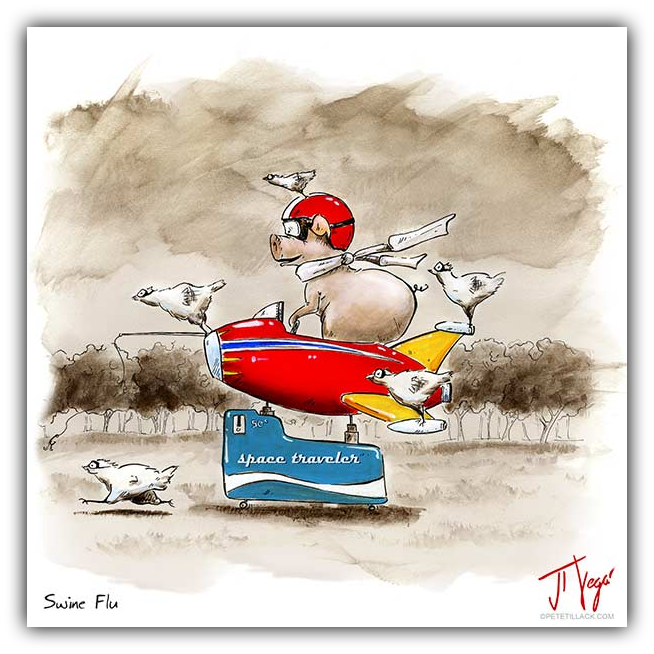 Swine Flu whimiscal pig art by JT Vegar