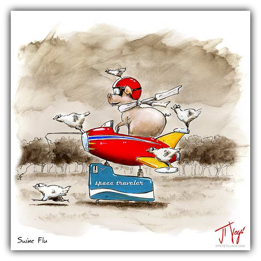 Swine Flu whimiscal pig art by JT Vegar