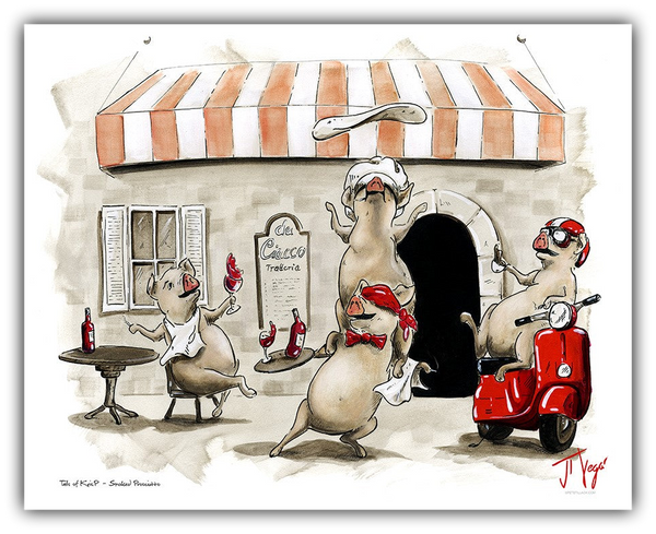 Smoked Prosciutto whimsical pig art by JT Vegar