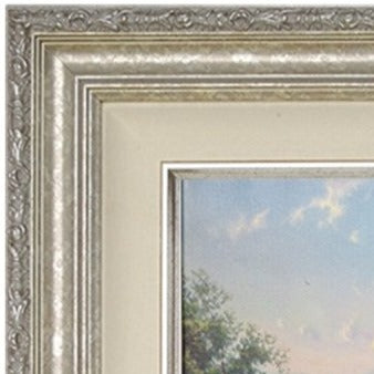 Marbled Silver Rosette - Wood Frame