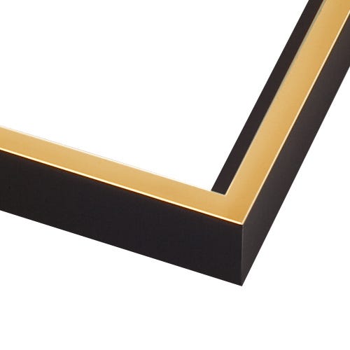 Custom black and gold wood float frame