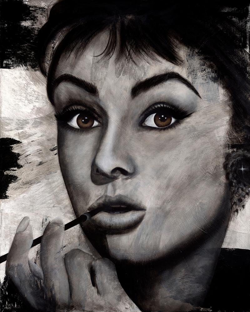 Audrey  original by Valentina Bautista is a larger than life painting of Audrey Hepburn