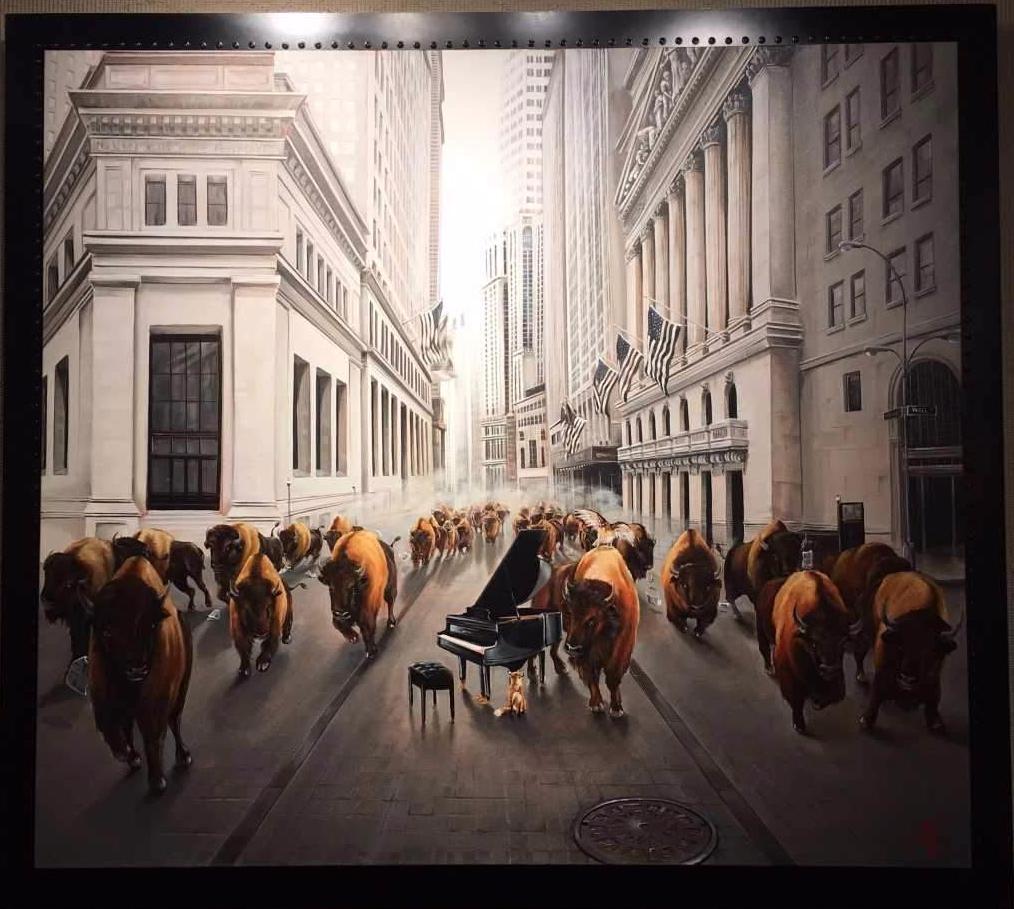 Artists Custom Specialty Frame for Bull Market by Pete Tillack