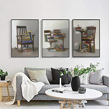 The Lifetime of Reading triptych by Gail Chandler