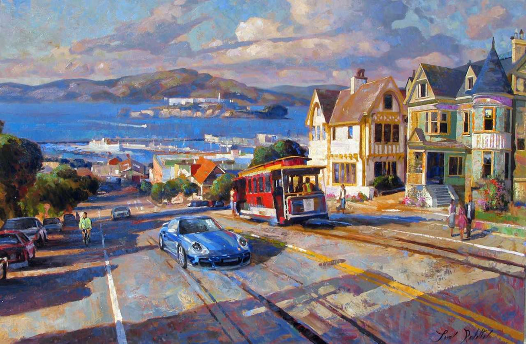 Cable Car to the Bay canvas print by Leon Roulette