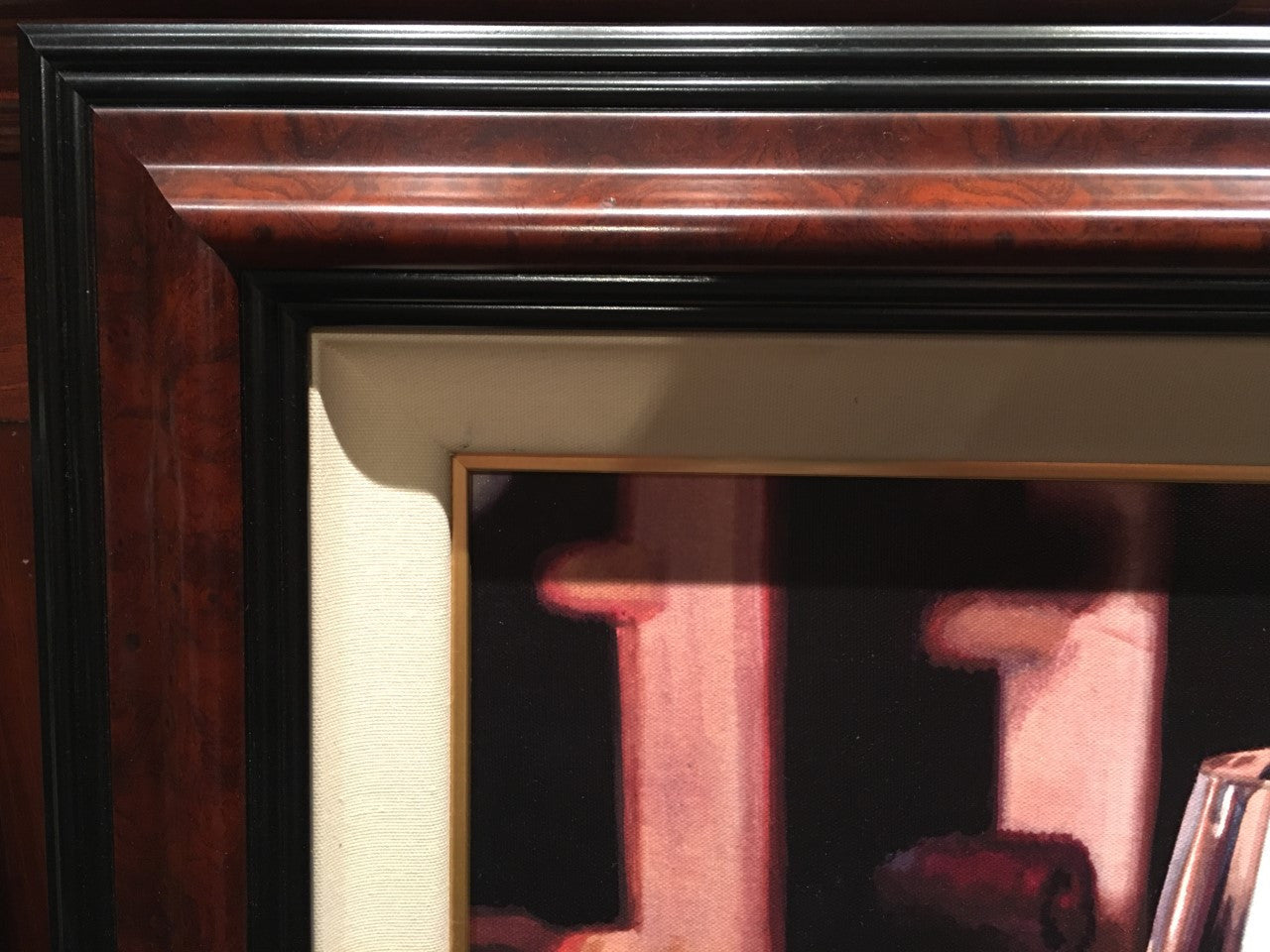 Burl frame with cream linen liner