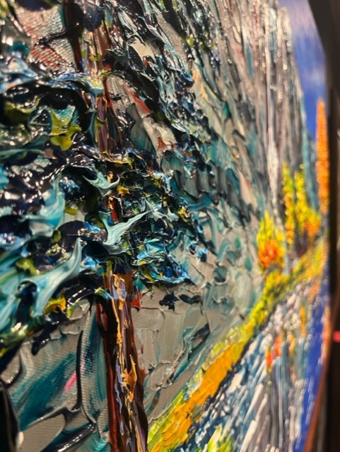 Original painting by Isabelle Dupuy showing the extreme texture available at Gallery 1870 in Downtown Napa California