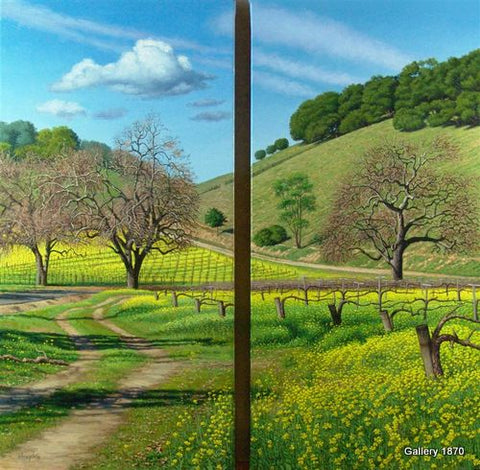 Mustard in Bloom original diptych