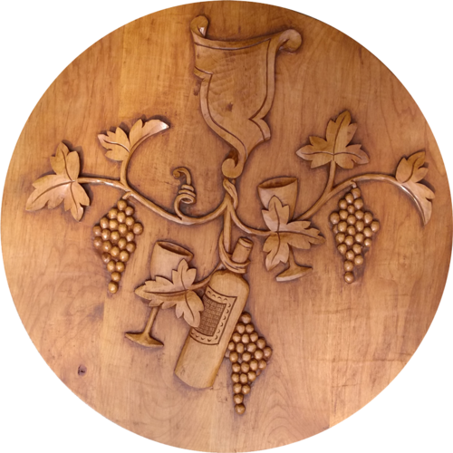 Vin Trophy 27" round wood carving
