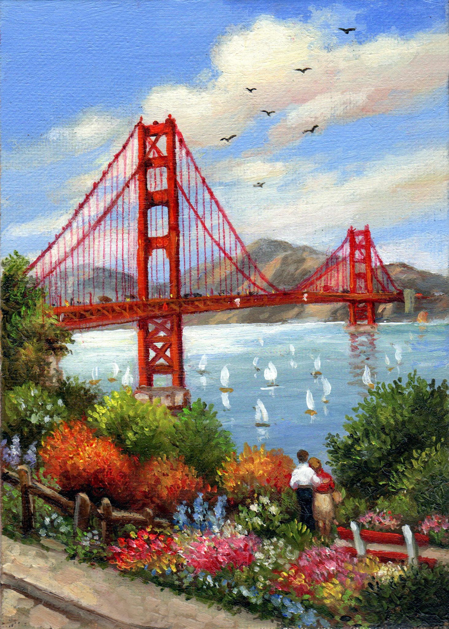 San Francisco Golden Gate Bridge Artwork by Imre Buvary.
