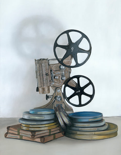 In the Can painting of vintage film projector by Gail Chandler