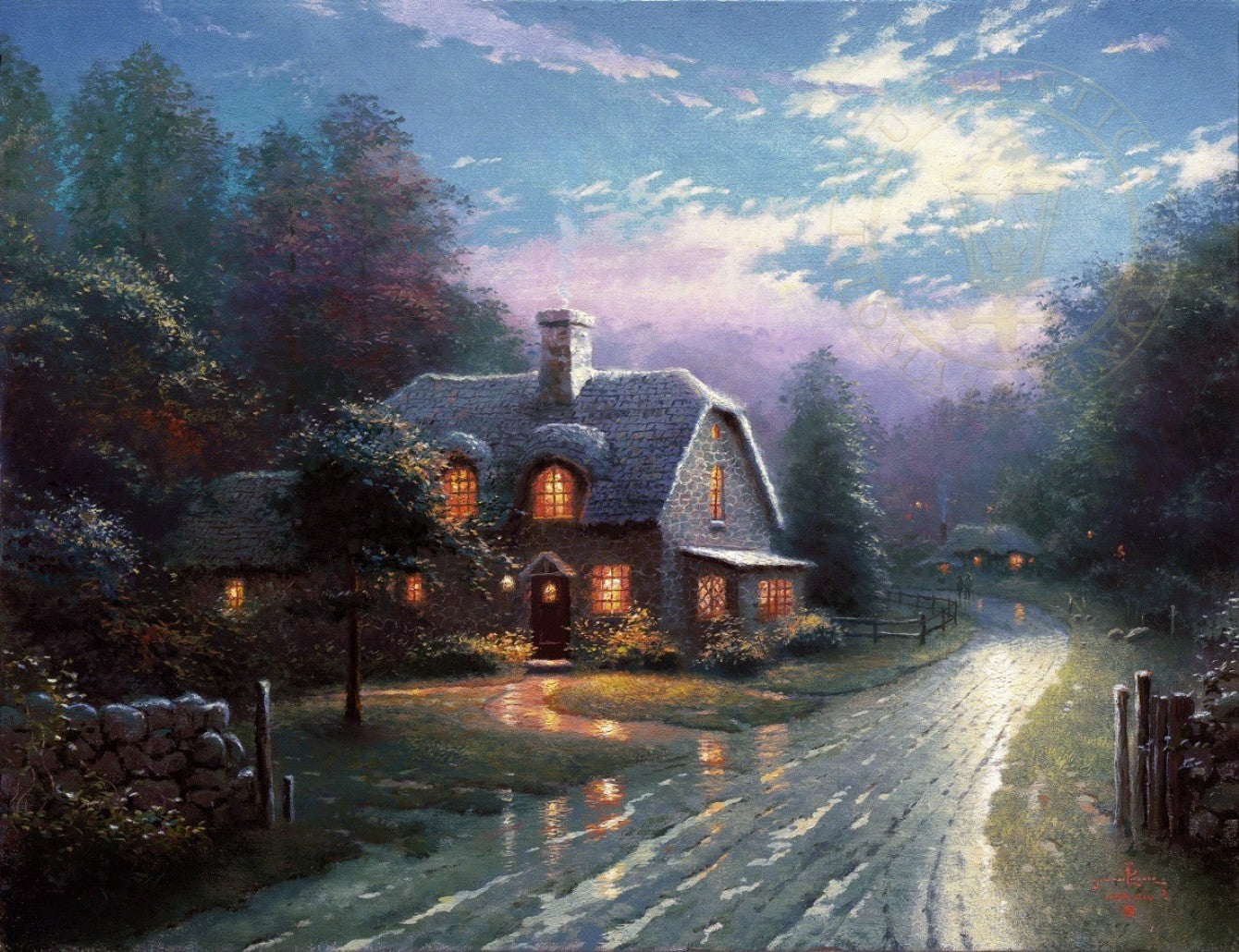 Moonlight Lane – 16×20″ Limited Edition Canvas (Gallery Proof, Sold-Out Edition) by Thomas Kinkade
