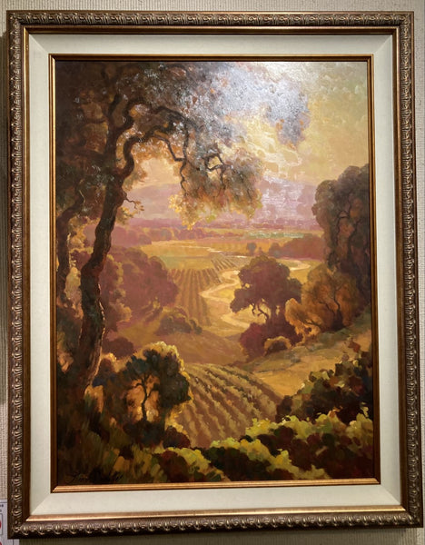 ITEM # 1279 - Napa Valley 40 x 30" original oil Custom Framed by Roulette