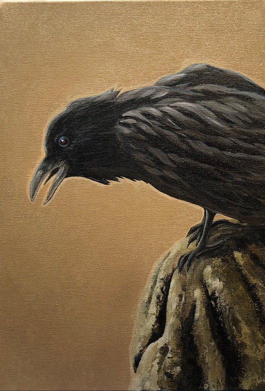 Nevermore - Raven 10x14" original acrylic