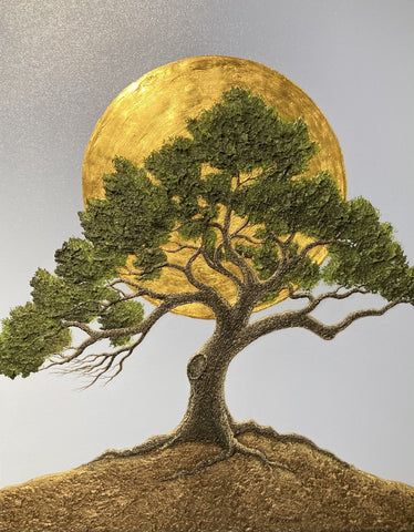 Rise & Shine 30x24" original with Gold Leaf