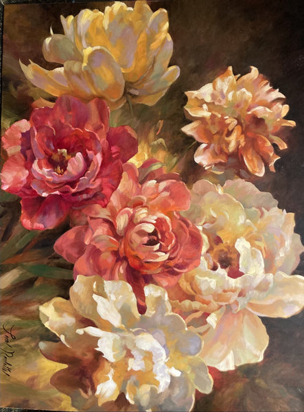 Peony Bouquet 30 x 40" by Roulette