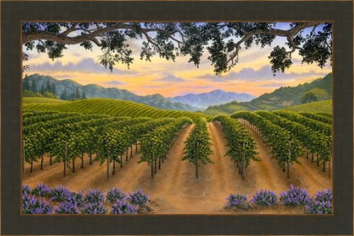 Rolling Hills of Napa by Patrick O'Rourke - custom framed