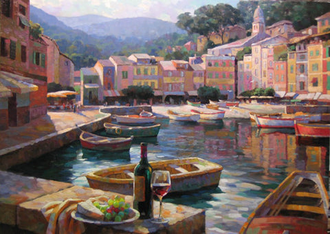 Harborside at Portofino - canvas print