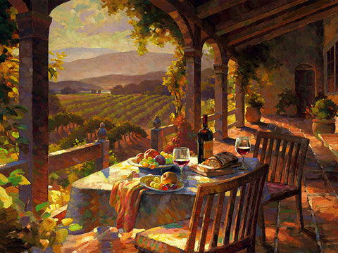 Wine Country Afternoon 30 x 40" framed canvas giclée by Roulette