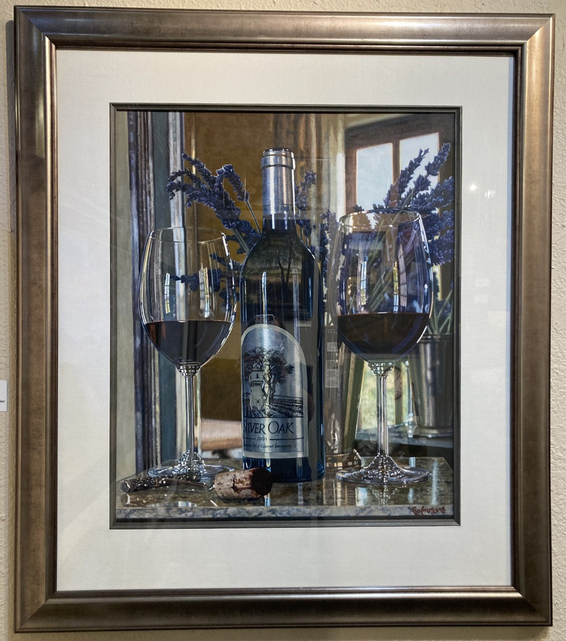 Sommelier Suite original watercolor painting by Eric Christensen featuring Silver Oak wine.