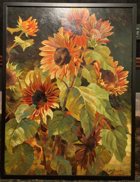 Sunflower Finale - 48x36" Original Oil by Roulette
