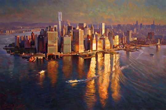 Sunrise Over Manhattan - by Leon Roulette - available at Gallery 1870