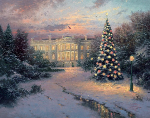 Thomas Kinkade The Lights of Liberty Season of Lights White House Christmas Gallery Proof framed canvas