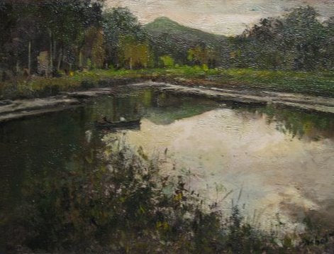 Fishing | Original Oil Painting by Ashot (6" × 8")