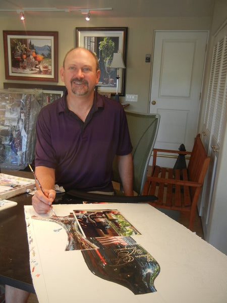 Eric Christensen with Taste of Glory original watercolor painted for Gallery 1870