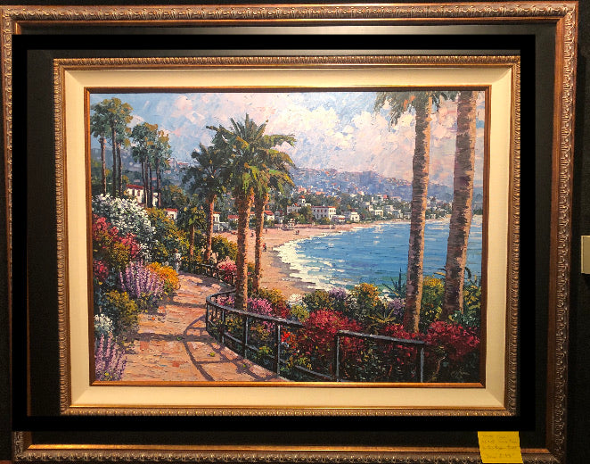 Laguna Beach Stroll 30x40” by Pejman custom framed