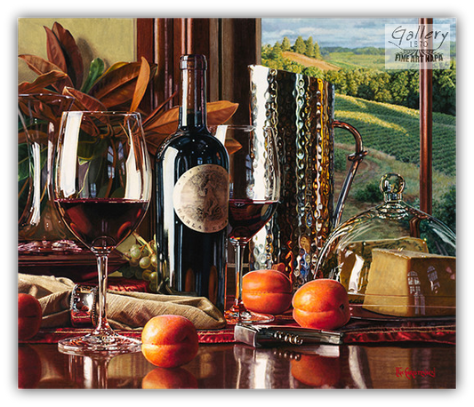 Taste of Success by Eric Christensen – limited edition Napa Valley wine art featuring Harlan Estate