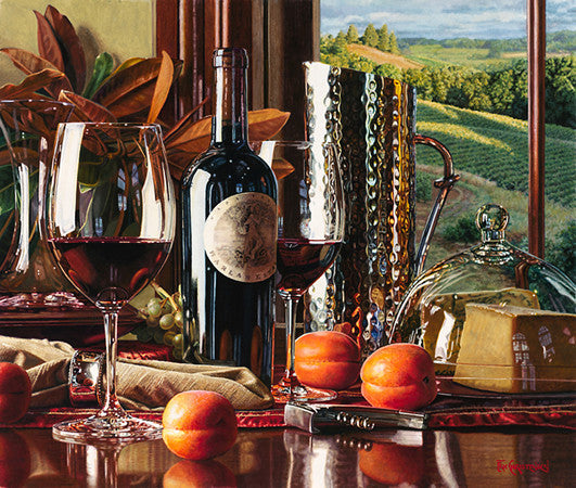 Wine country painting Taste of Success – hyperrealistic watercolor by Eric Christensen available at Gallery 1870