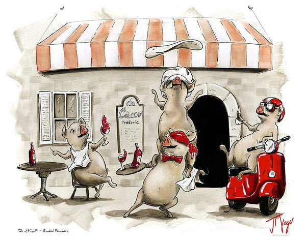 Smoked Prosciutto whimsical pig art by JT Vegar